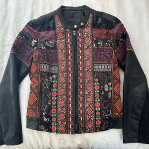 Blank NYC Embroidered Vegan Leather Moto Jacket Size M